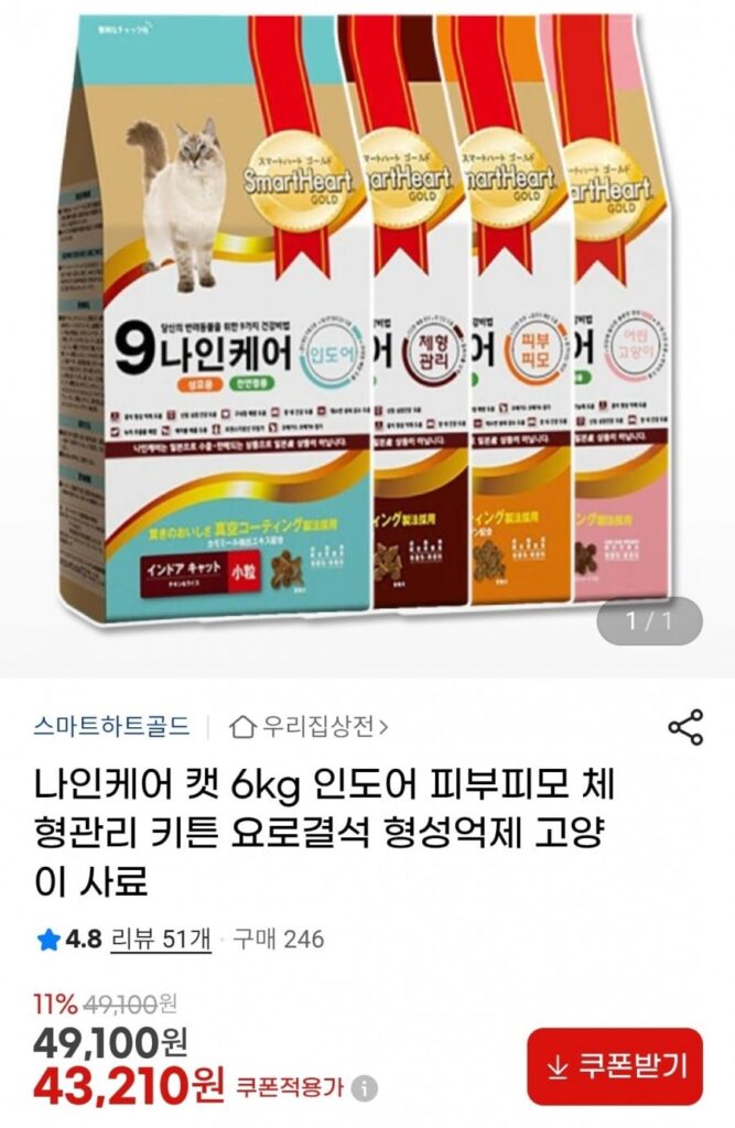 Thức ăn cho mèo trong nhà Nine Care Cat 6kg