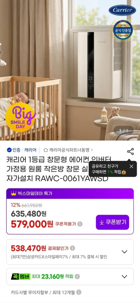Máy điều hòa không khí cửa sổ Carrier RAWC-0061YAWSD