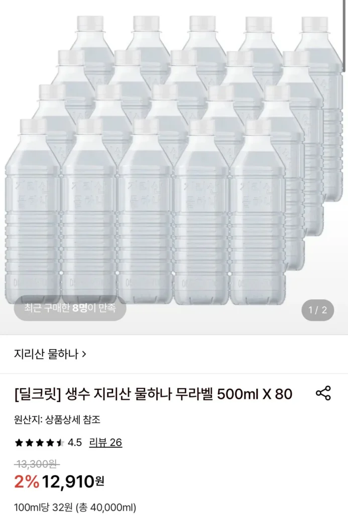 Nước đóng chai Jiri Mountain Water Hana Không Nhãn 500ml 80 Miếng