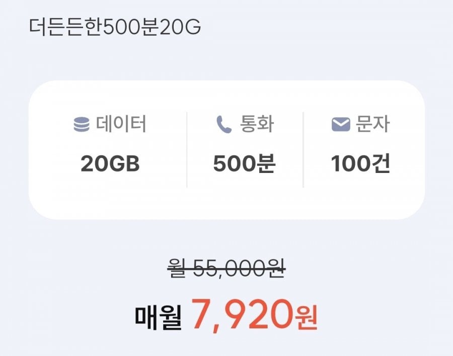 Gọi: 500 phút, Data: 20GB