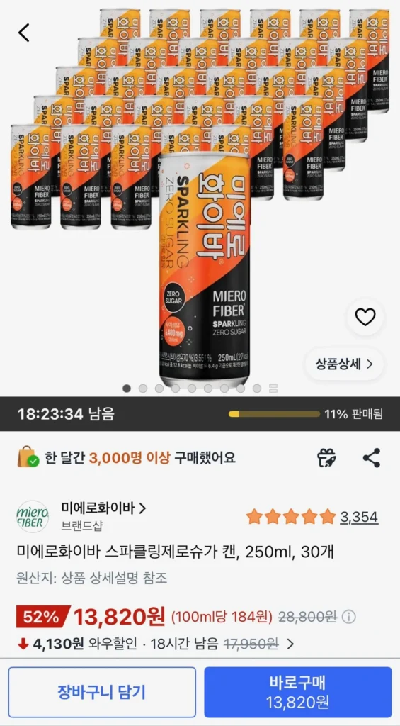 Lon Không Đường Miero Fiber, 250ml, 30 chiếc.