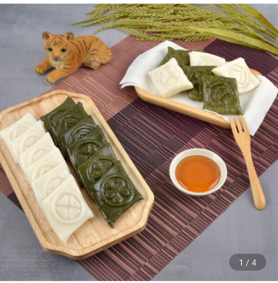 Tổng cộng 2 kg jeonpyeon dai kiểu cổ (gạo + ngải cứu) + 2 si-rô gạo được cung cấp