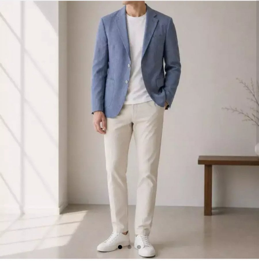 Man it suit áo khoác blazer mùa hè 100% vải lanh