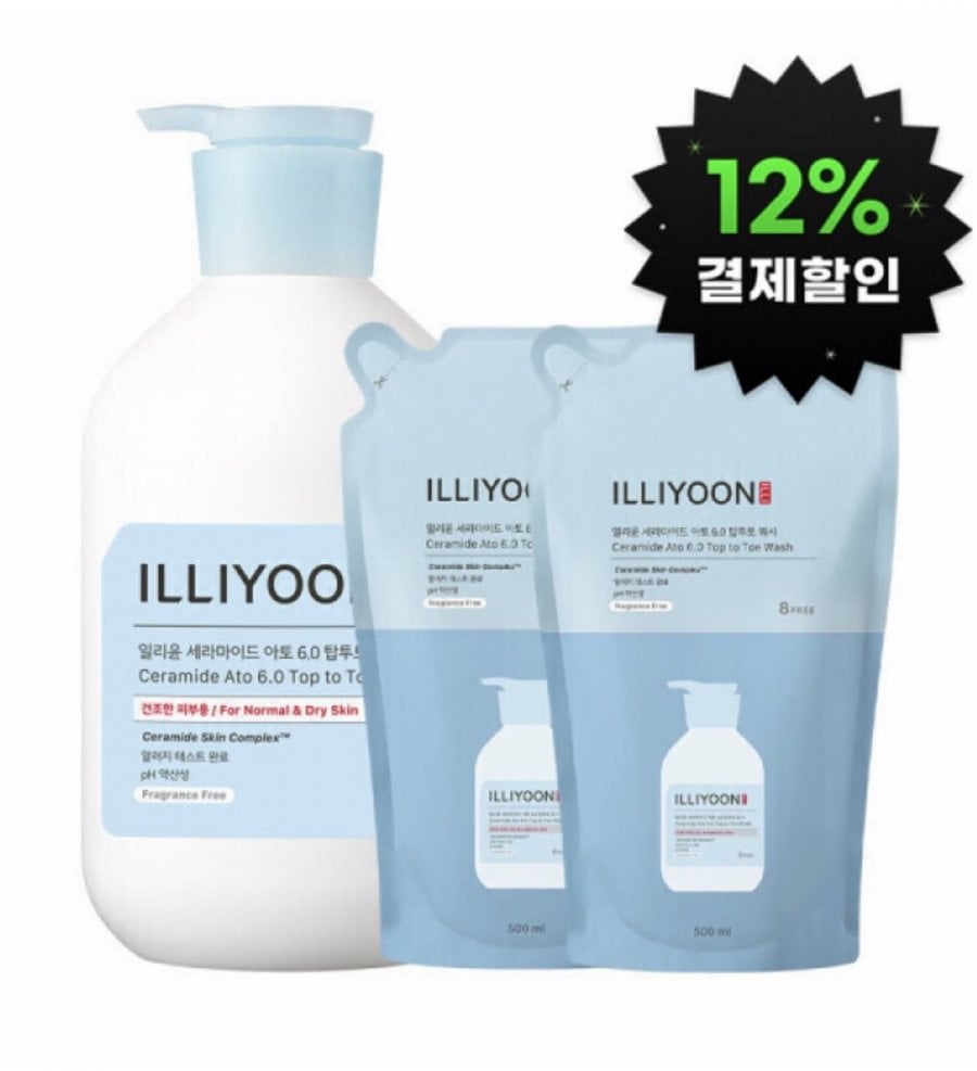 Illiyoon Ceramide Ato 6.0 Top toe Wash 1000ml + 2 lần nạp lại 500ml