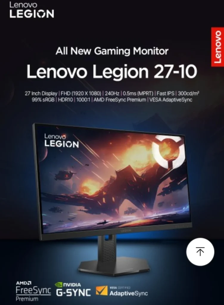Màn hình Lenovo (Màn hình chơi game 27 inch FHD IPS 240Hz AS3 năm)