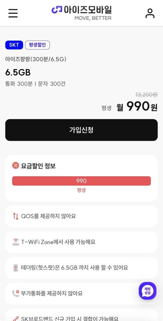 SKT 6.5GB trọn đời 300 phút