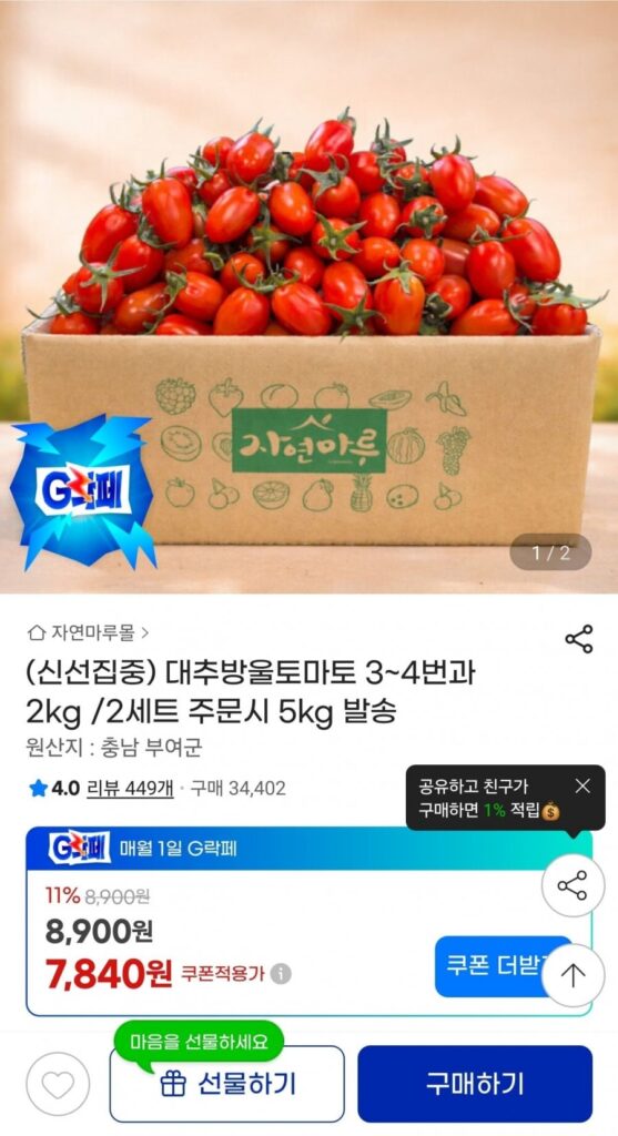 Cà chua bi táo tàu 2kg