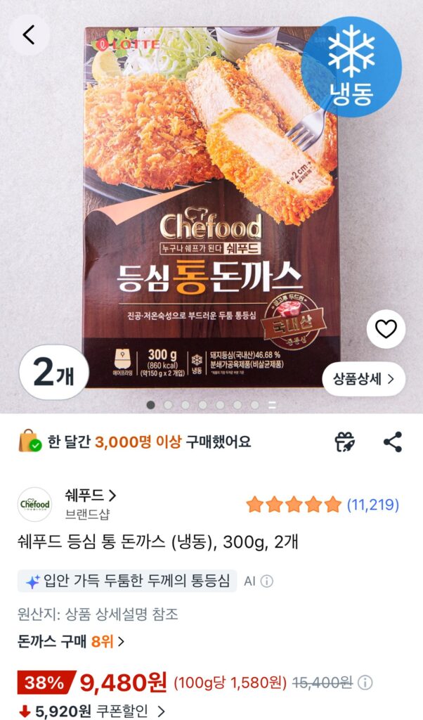 Thịt thăn nội Shefood (Đông lạnh) 300g 2 miếng