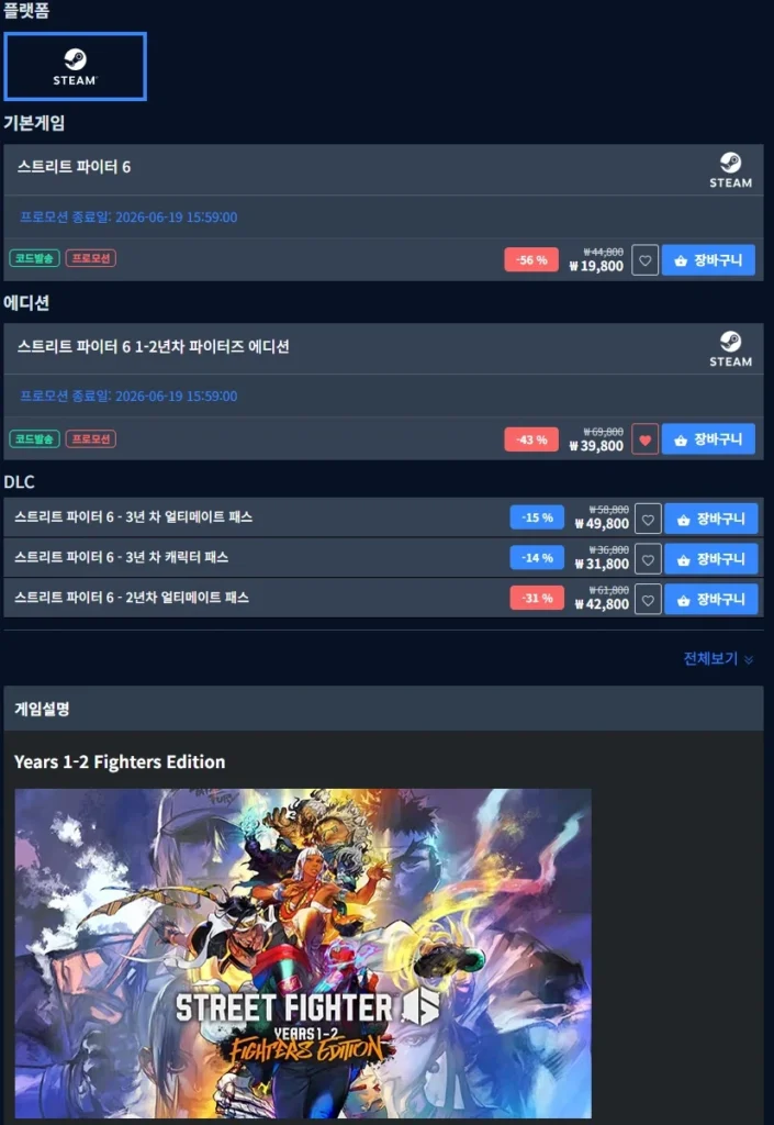 Phiên bản Steam Street Fighter 6 Năm 1-2