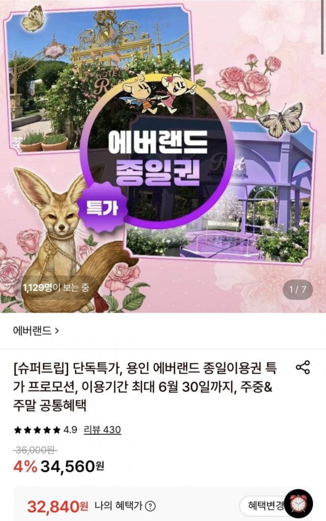 Vé Everland cả ngày