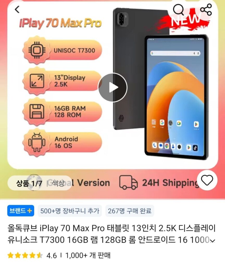 Máy tính bảng AllDogCube iPlay 70 Max Pro và 3 loại khác