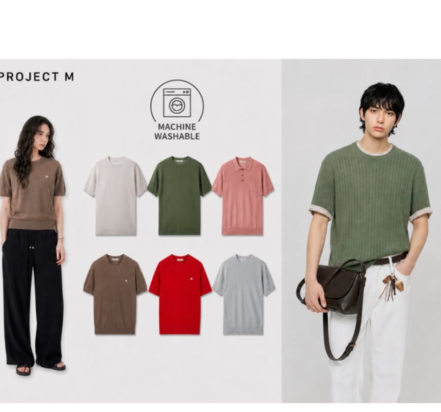 Project M 5 loại áo dệt kim ngắn tay