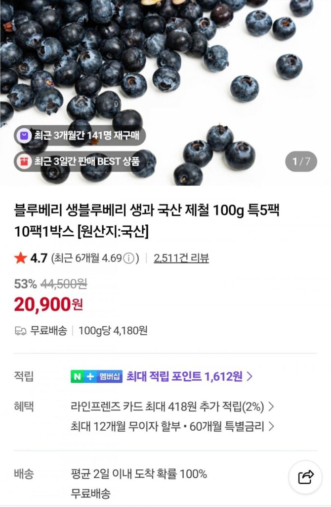 Việt quất tươi nội địa đặc biệt 100g 5 gói