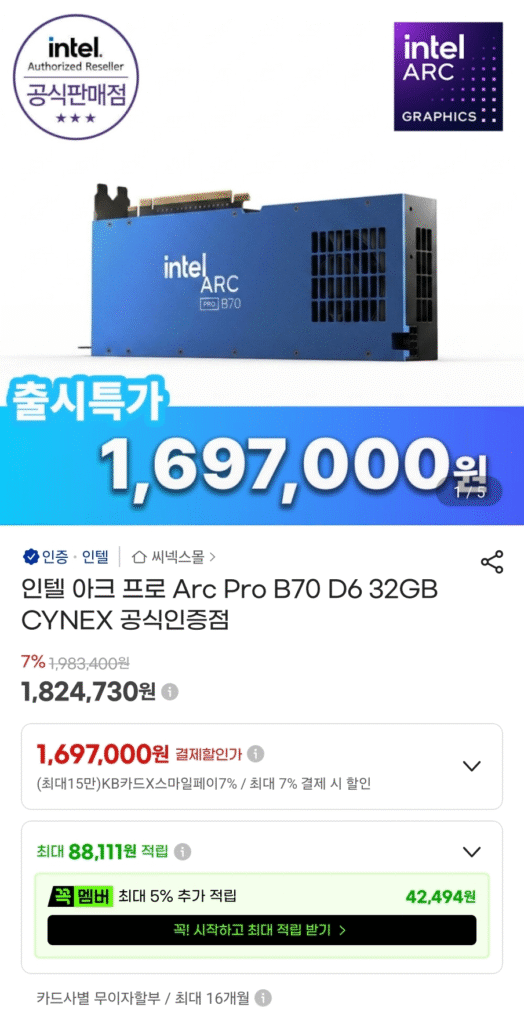 Intel Arc Pro B70 D6 32GB