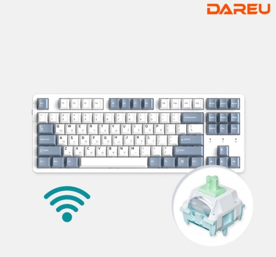 Bàn phím cơ không dây Daryu EK87PRO tenkeyless màu trắng, trục đám mây