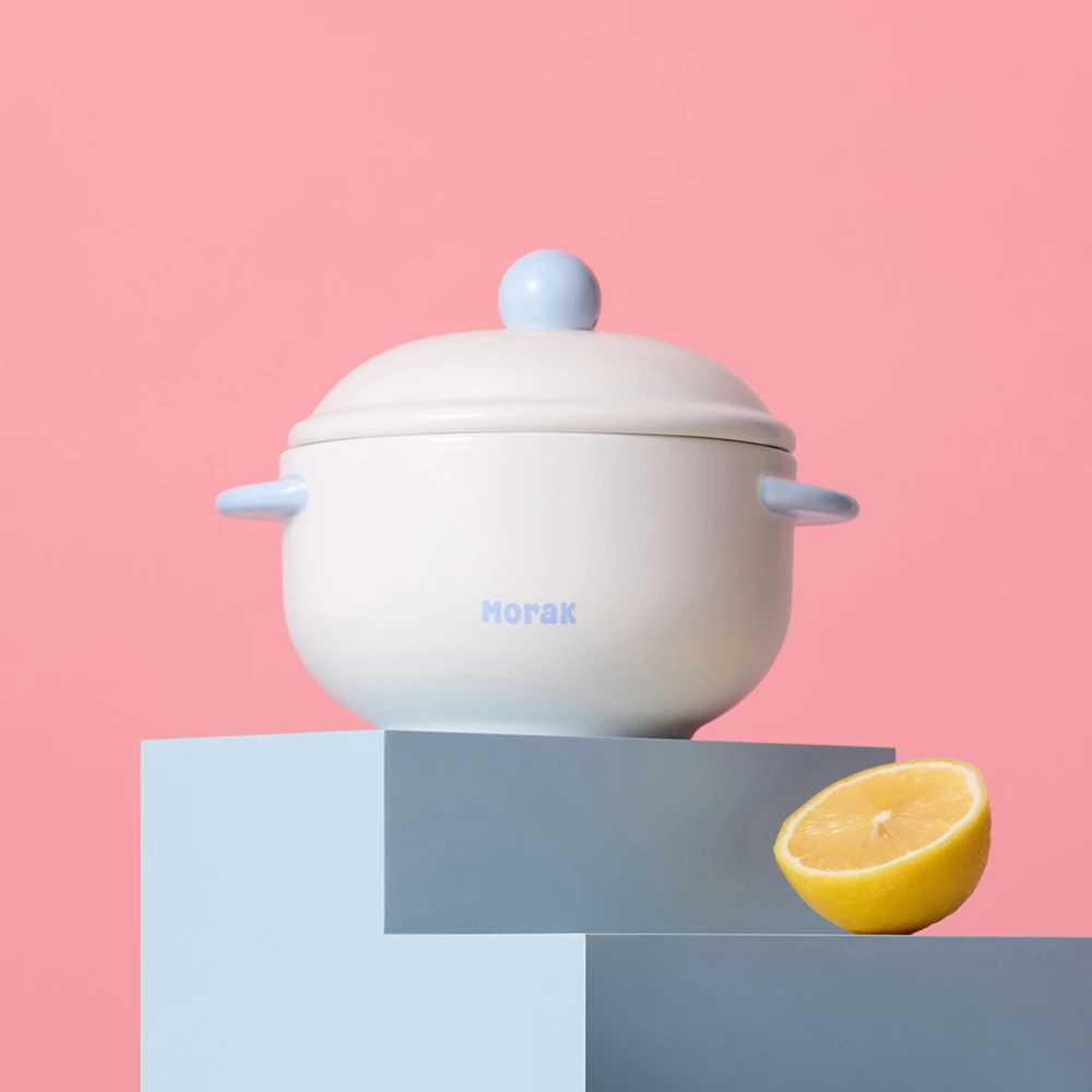 Nồi hấp tròn Yun Ceramic Morak màu vàng bơ 1 chiếc