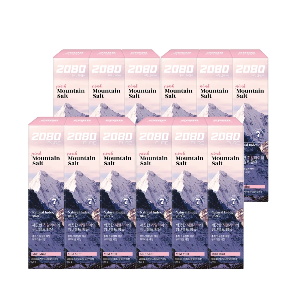 Kem Đánh Răng Muối Nguyên Chất 2080 Hương Bạc Hà Dịu Nhẹ, 120g, 12 Miếng