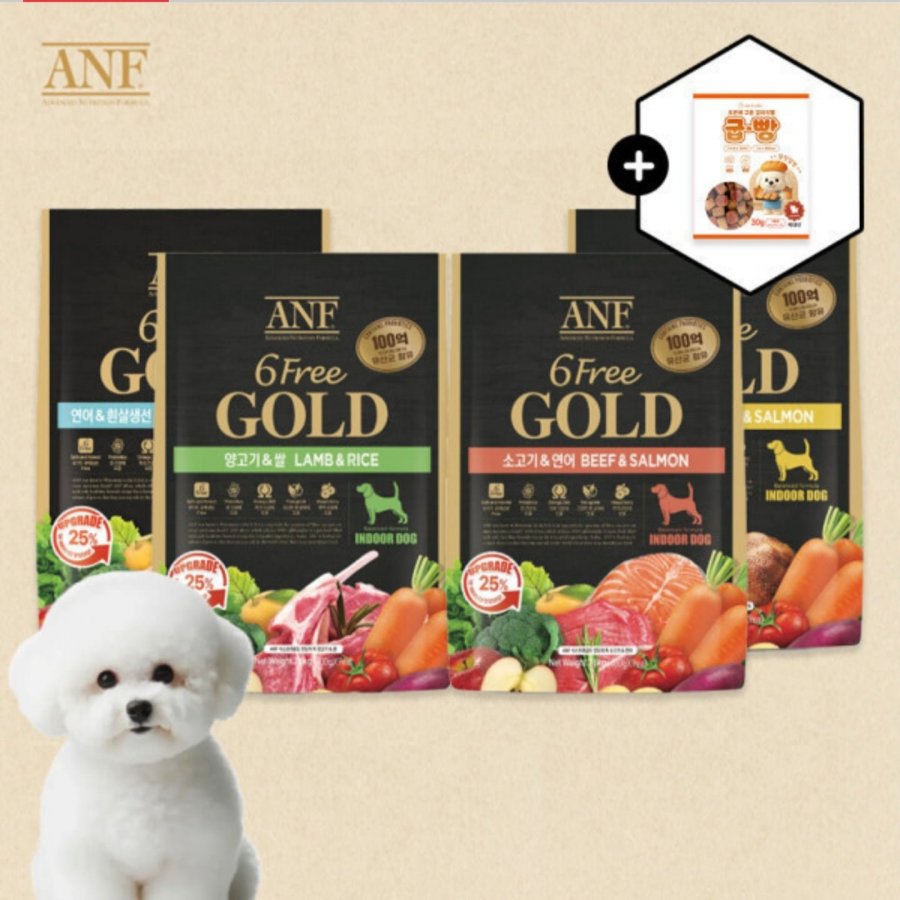 Thức ăn cho chó trong nhà ANF Six Free Gold 1,6kg + Đồ ăn cho chó
