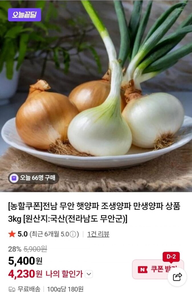 Sản phẩm hành tươi Jeonnam Muan, hành sớm, hành muộn 3kg
