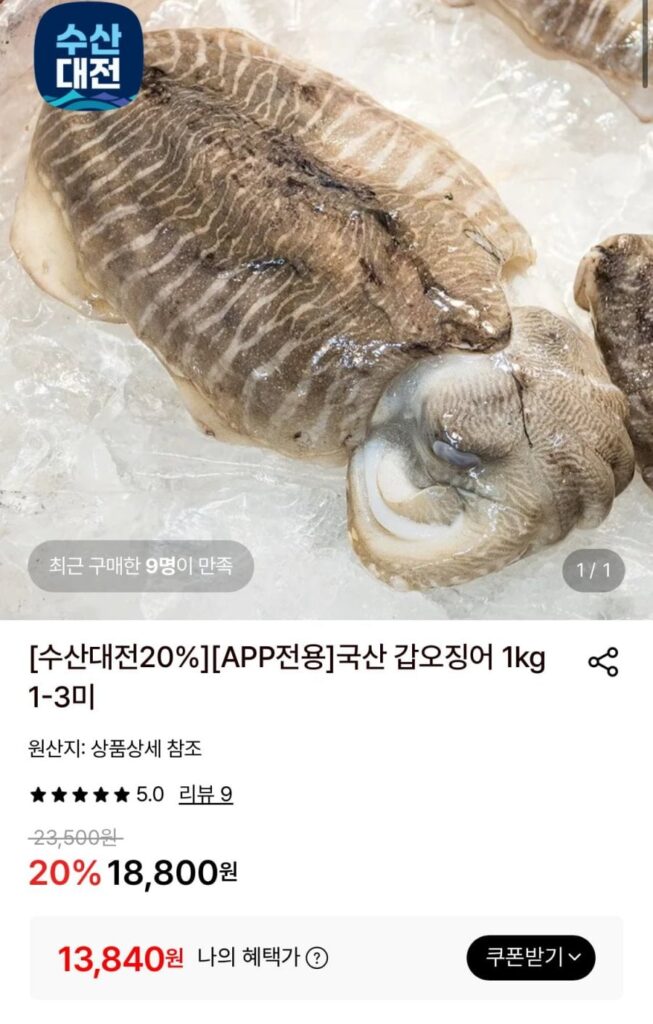 Mực nang nội 1kg 1~3 con