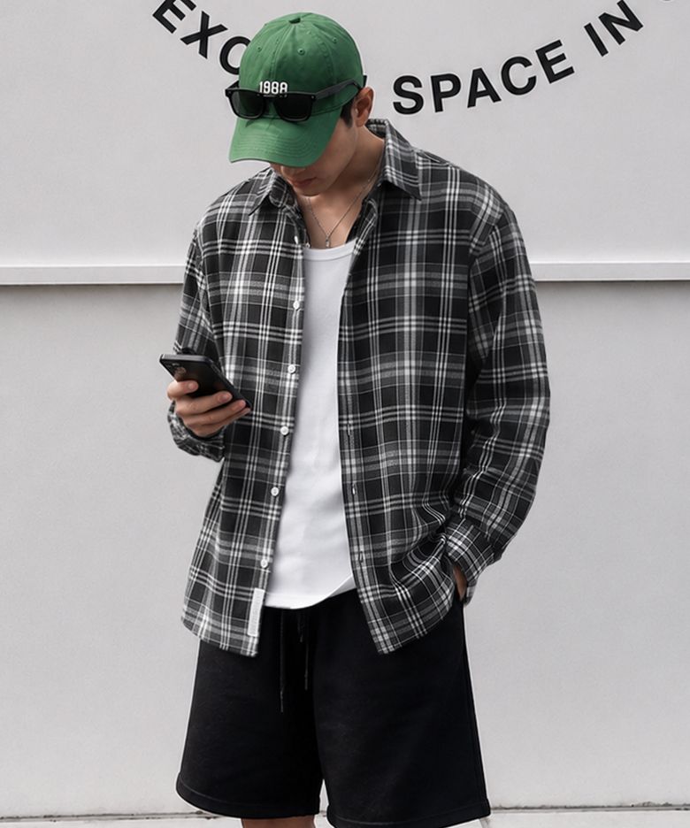 Áo sơ mi Overfit Forest Check-Đen