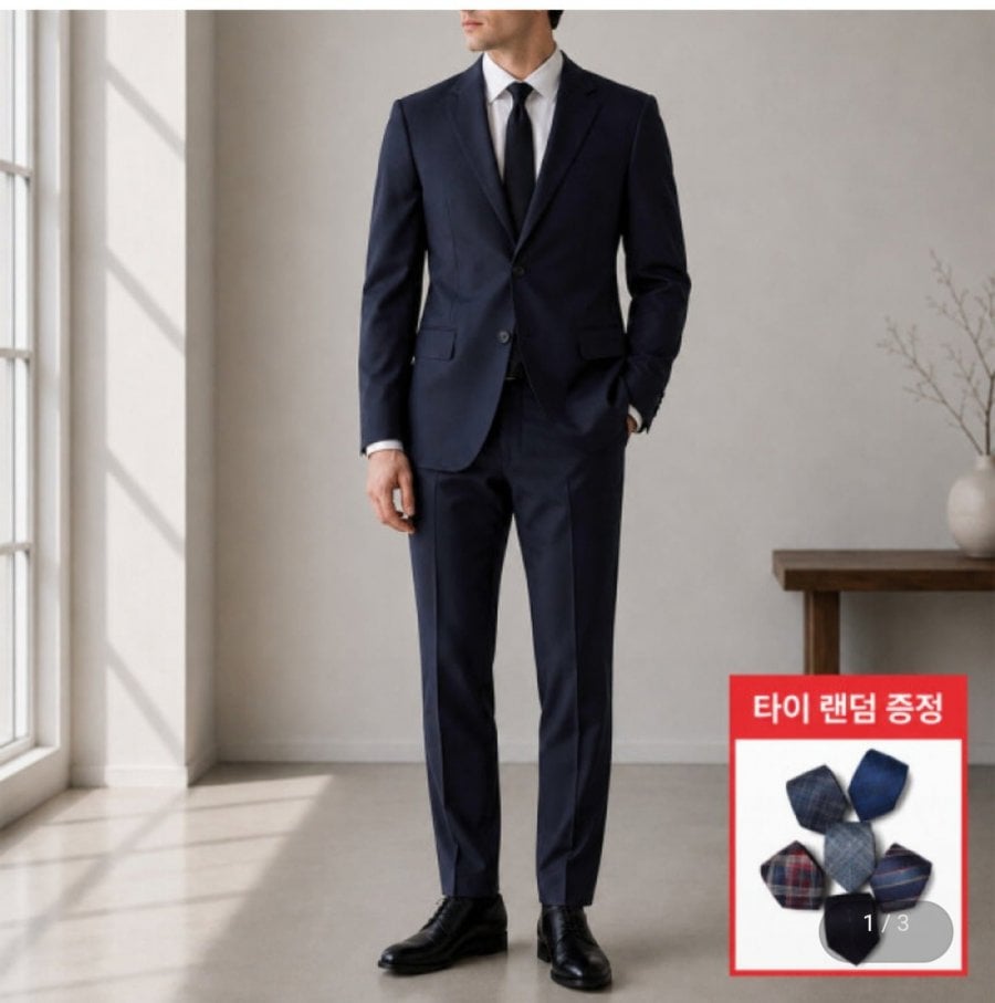 Man It Suit Suit xanh hải quân + Miễn phí cà vạt
