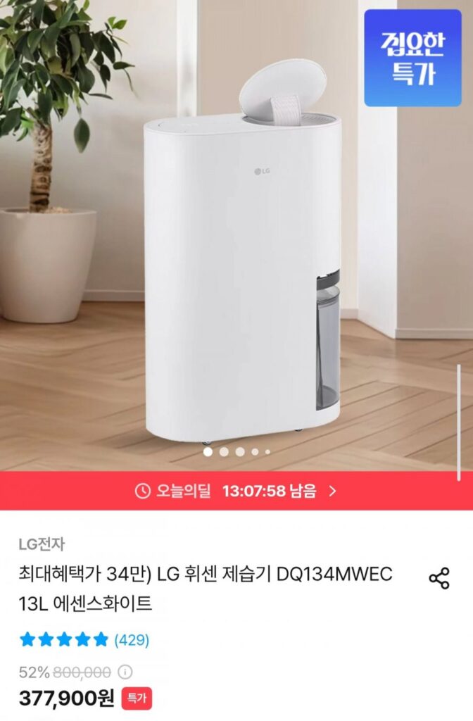 Máy hút ẩm LG Whisen DQ134MWEC 13L