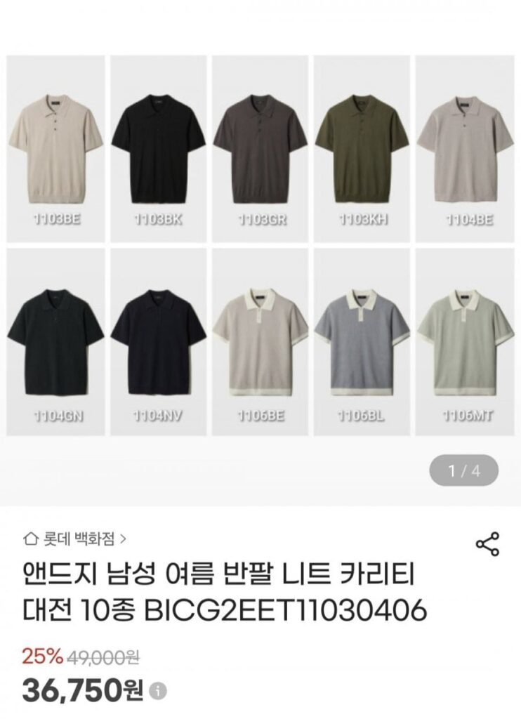 Cổ áo dệt kim ngắn tay nam ANDG