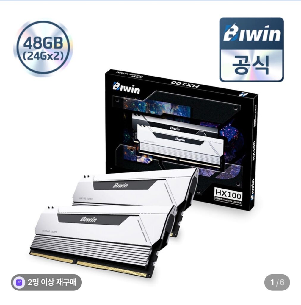 [Naver] Baiwin DDR5-6000 CL28 HX100 48GB (24GBX2)