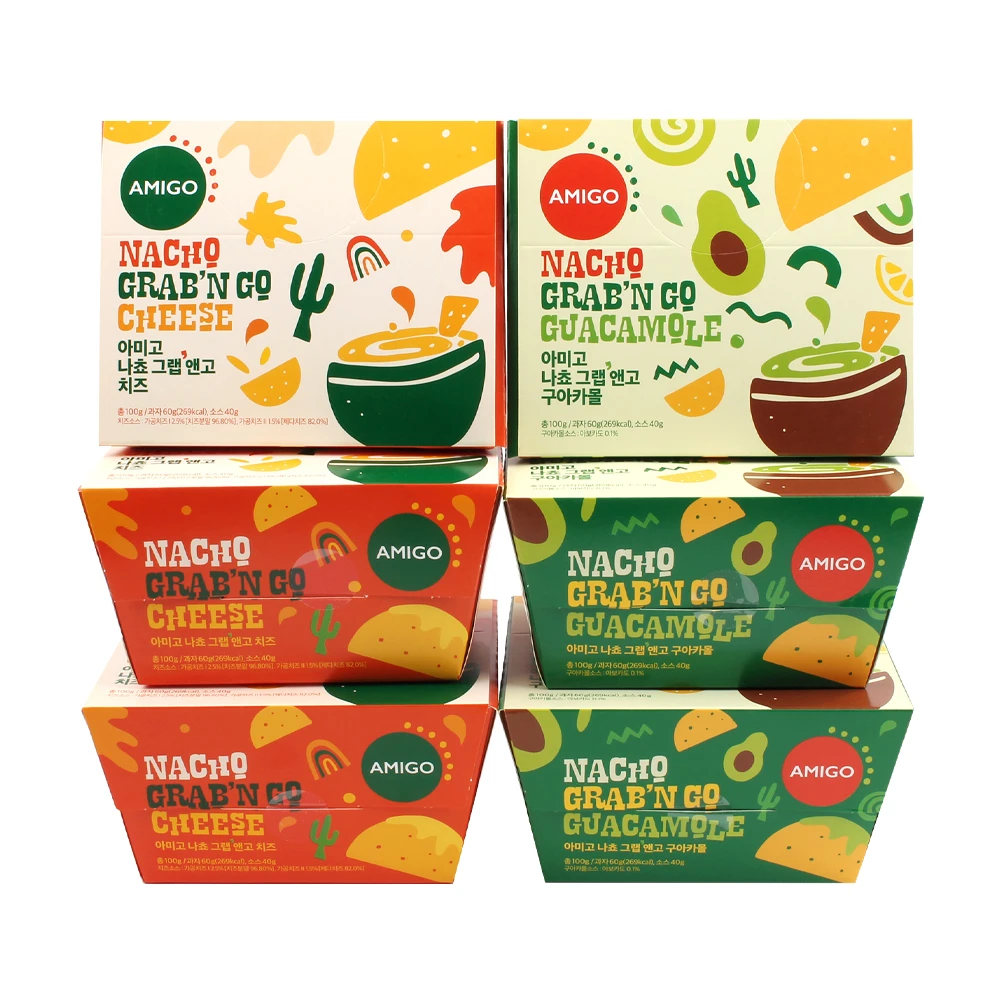Amigo Nacho Grab & Go Half and Half Combo, Sốt Guacamole 100g x 3 + Phô mai 100g x 3, 6 x