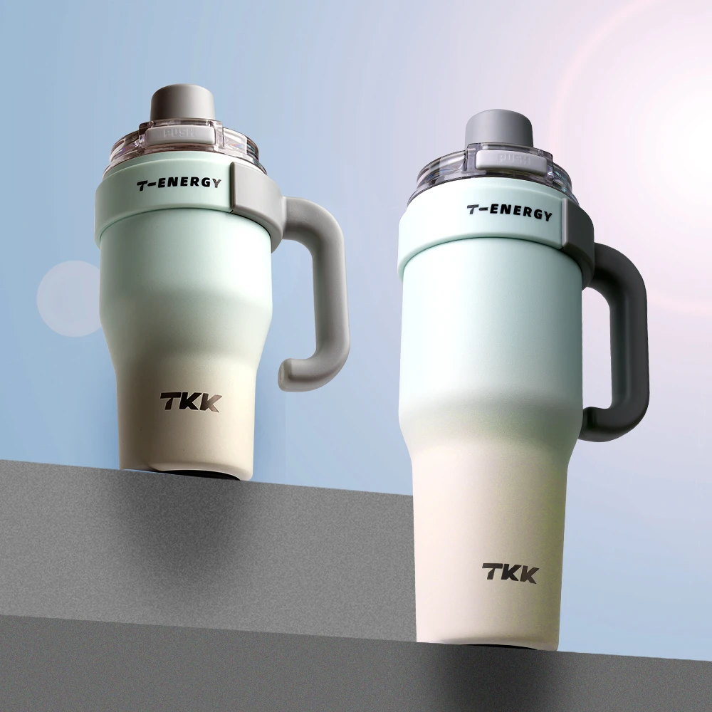 Ly thủy tinh một chạm cao cấp TKK màu xanh da trời, 800ml, 1 chiếc