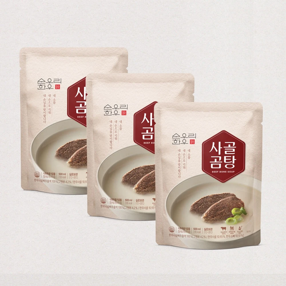 Xương bò nguyên chất Gomtang Hàn Quốc, 500ml, 3 miếng