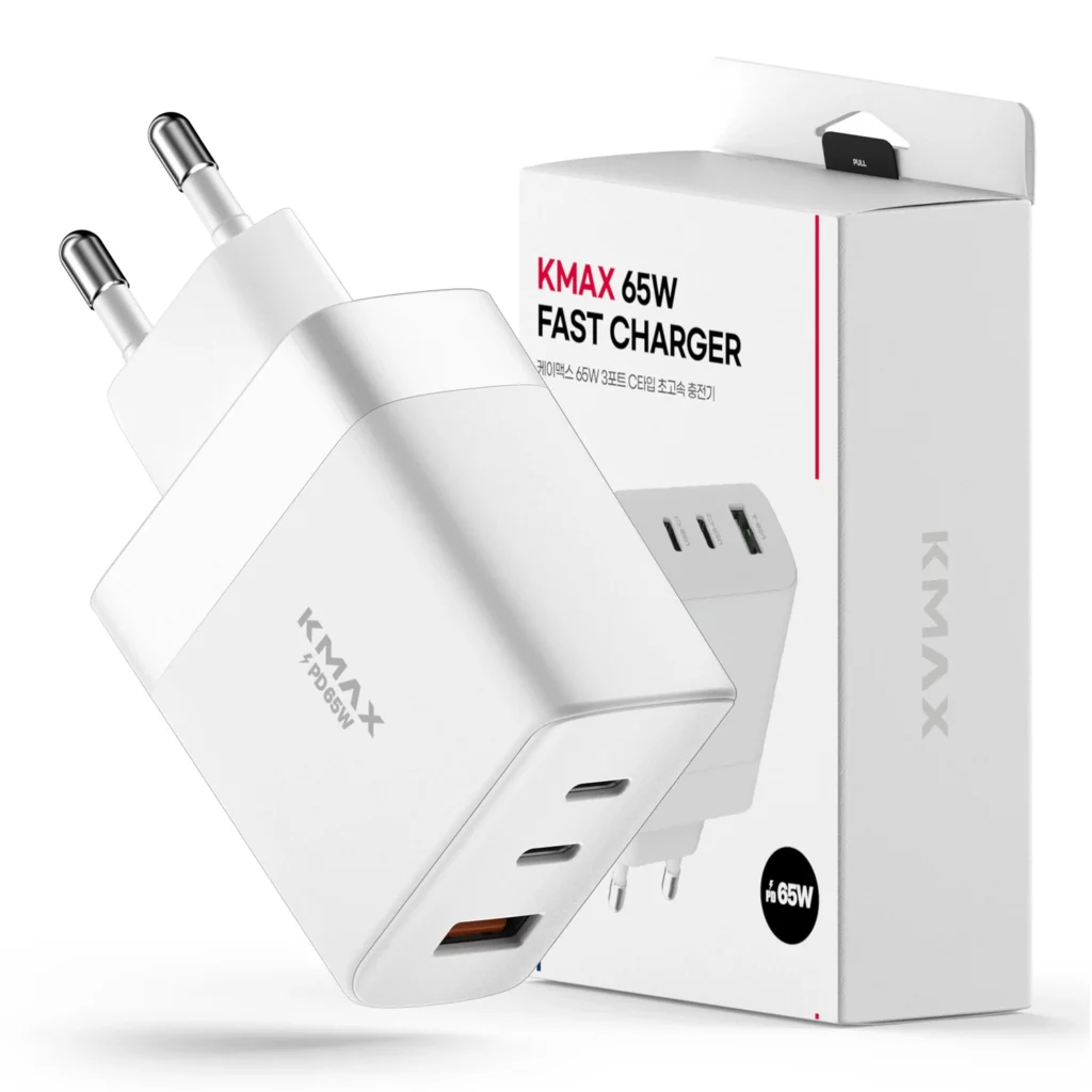 Sạc cực nhanh 3 cổng C loại K-MAX 65W, màu trắng, 1 chiếc
