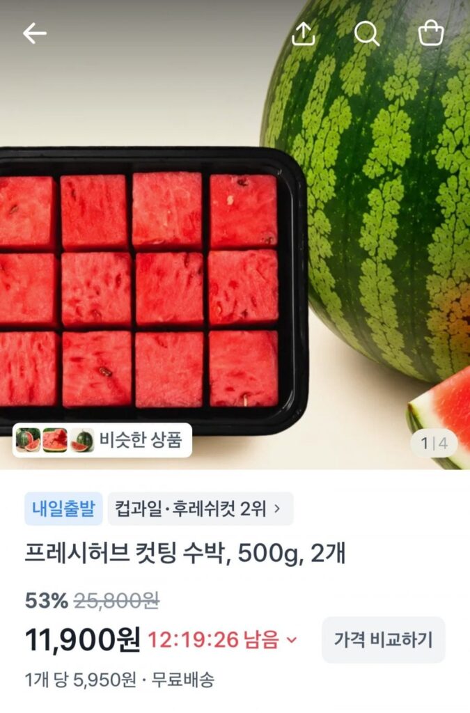 2 miếng dưa hấu cắt miếng 500g~