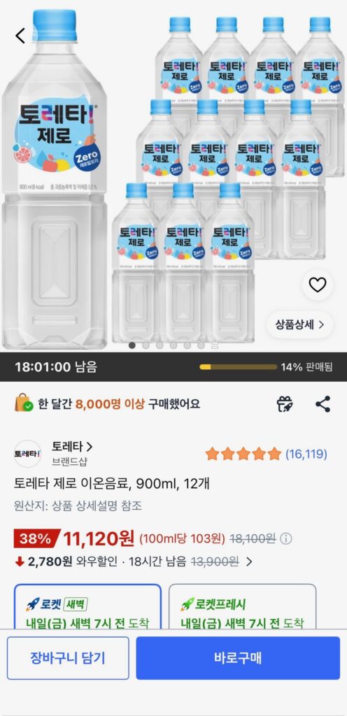 Nước uống Toretta Zero Ion 900ml 12 miếng