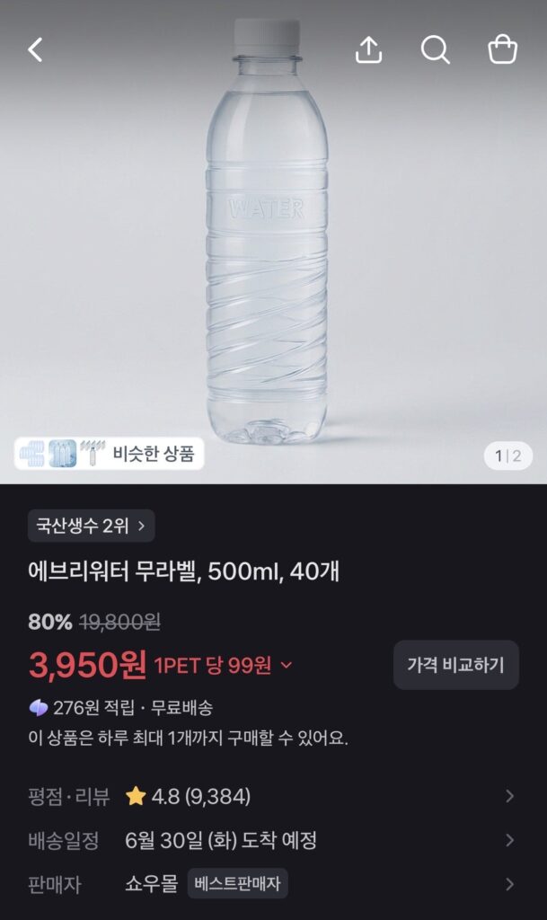Everywater không nhãn 500ml 40 chiếc