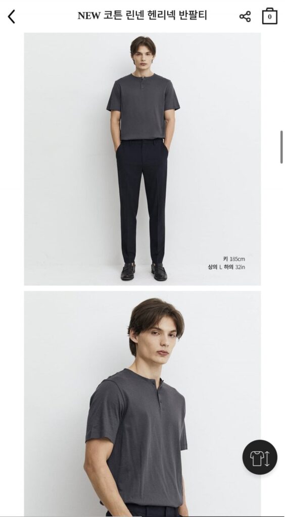 Áo phông ngắn tay cổ henley bằng vải lanh cotton vừa vặn