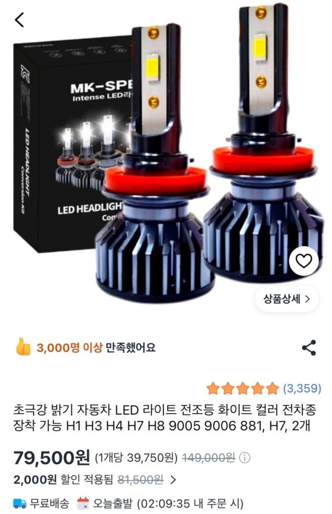 Đèn pha LED ô tô màu trắng  