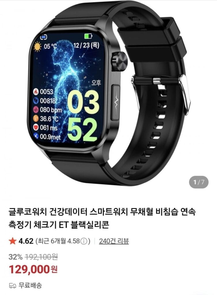 Đồng hồ thông minh dữ liệu sức khỏe GlucoWatch ET Silicone đen