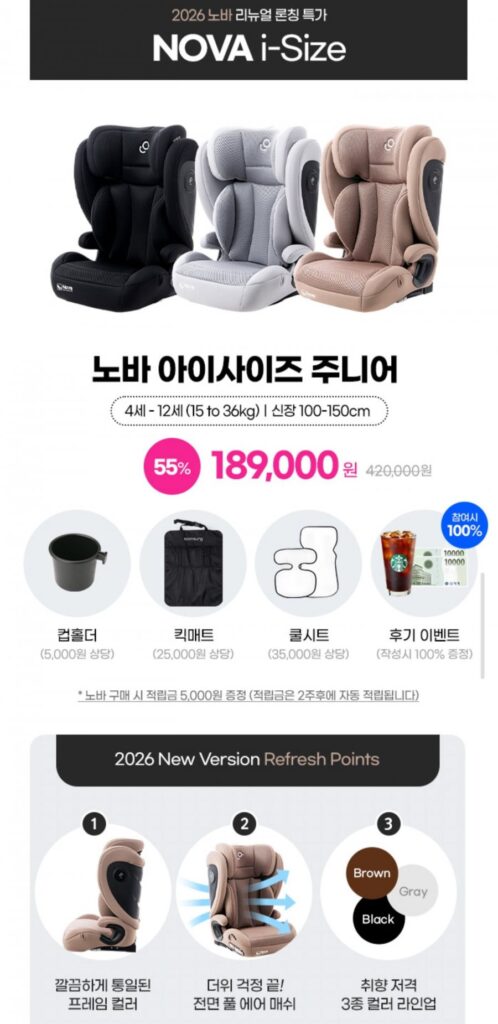 Ghế ngồi ô tô Sunseong Nova iSize Junior