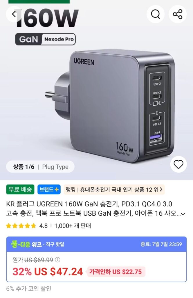 Bộ sạc nối đất GaN 160W Ugreen và trạm sạc 200W