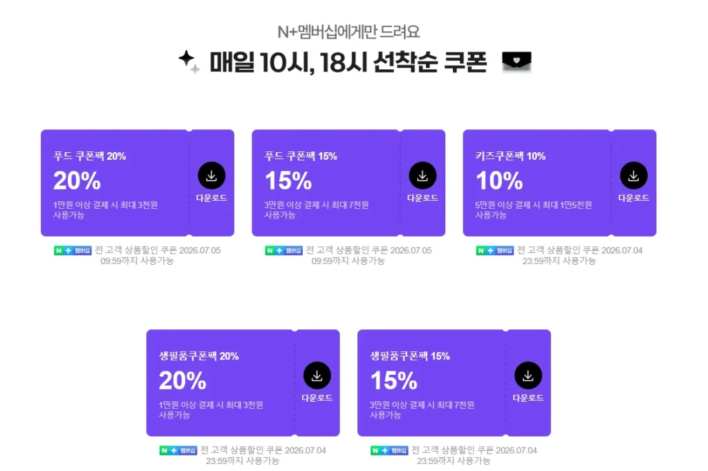 Gói phiếu giảm giá thành viên Naver