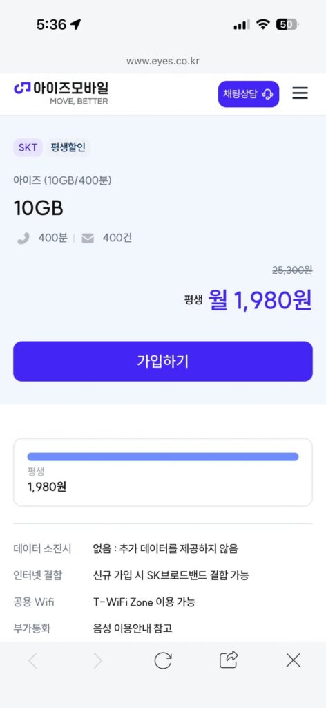 Dữ liệu mạng SKT 10GB, 400 phút gọi, 400 tin nhắn