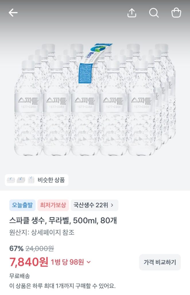 Nước đóng chai có ga không nhãn, 500ml, 80 chiếc