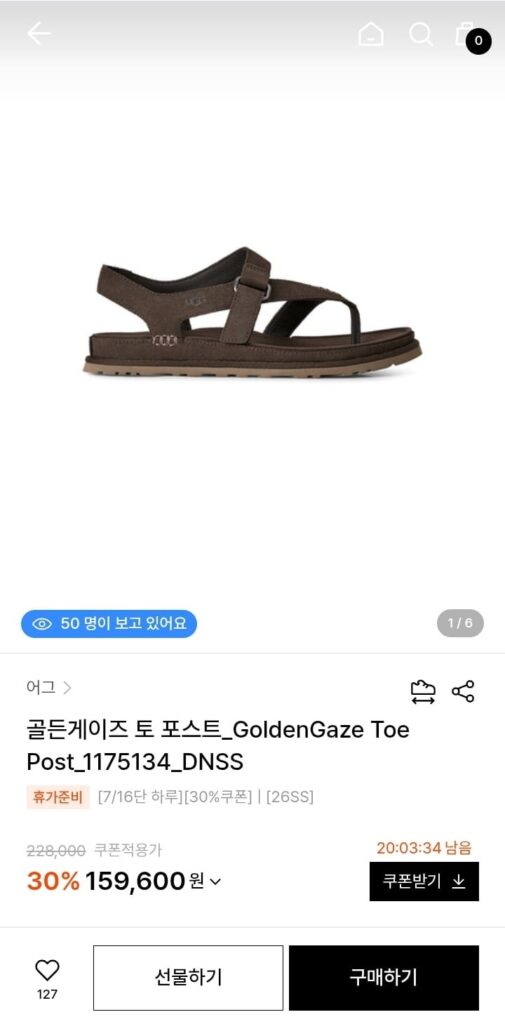 Giày sandal nam UGG Golden Gates mũi nhọn
