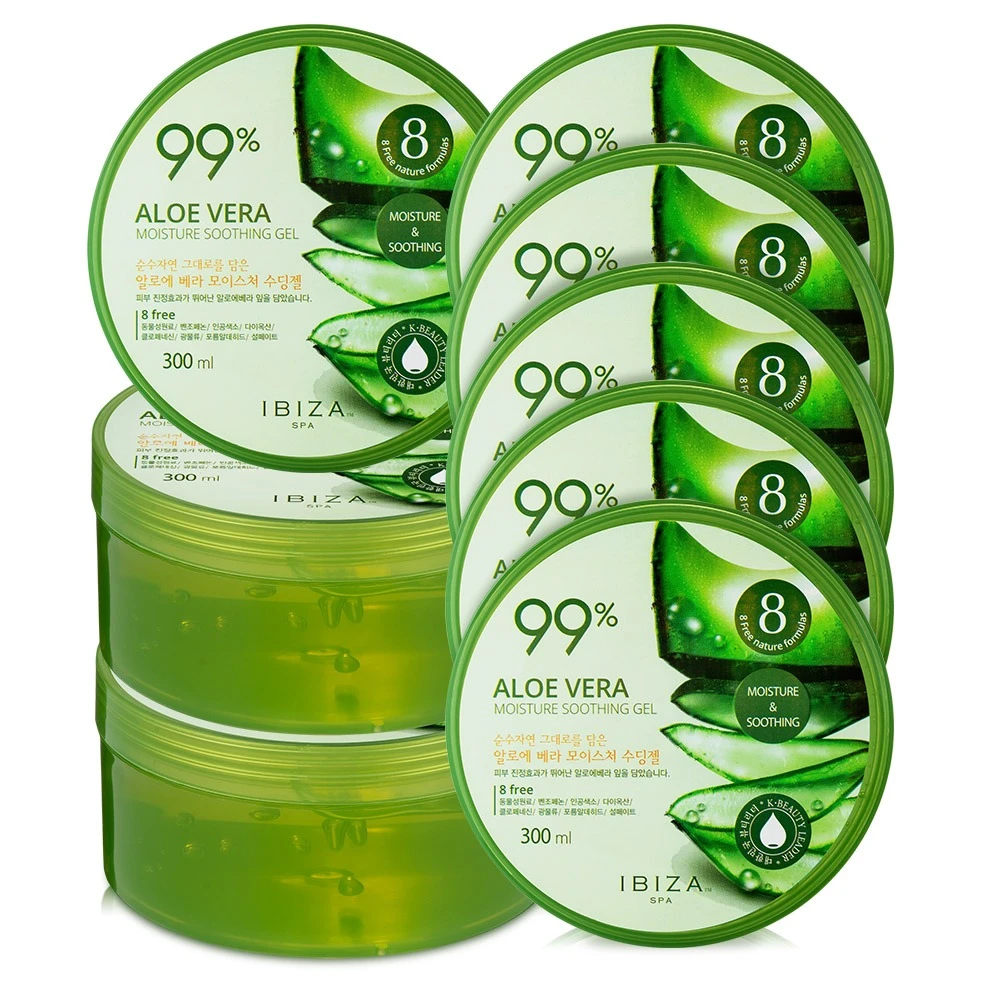 Gel làm dịu da dưỡng ẩm lô hội Ibiza Spa, 300ml, 8 miếng