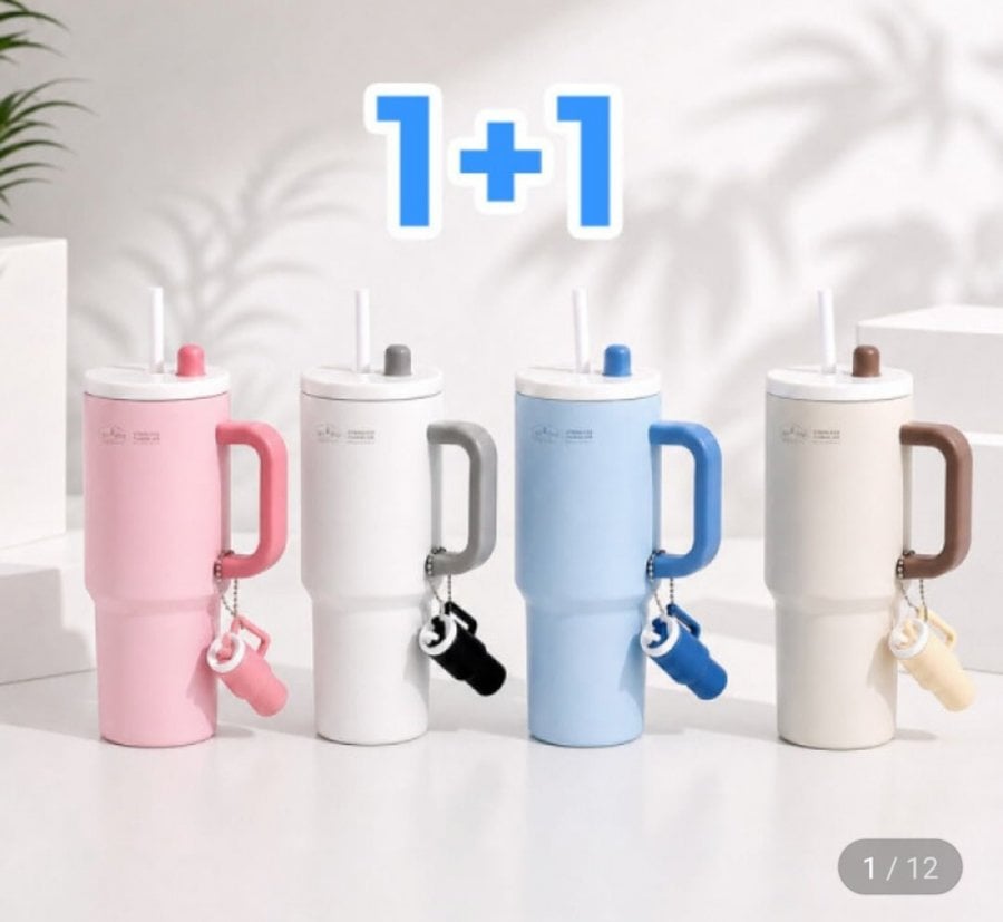 Cốc uống nước bằng thép không gỉ dung tích lớn có ống hút 1+1 750ml Hygenic