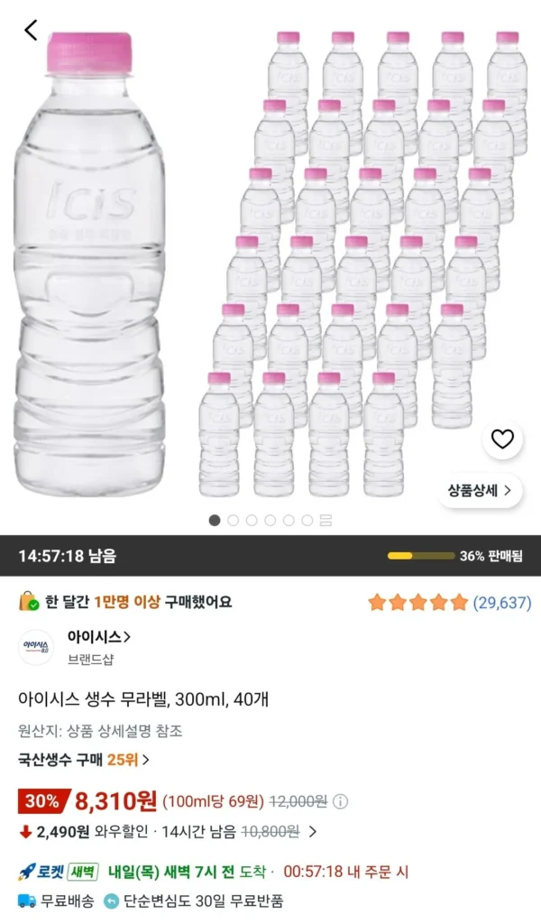 Nước đóng chai Isis không nhãn, 300ml, 40 chiếc