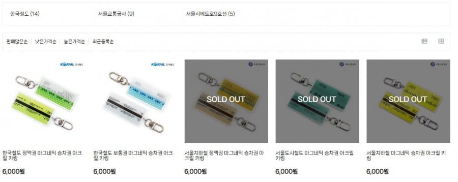 Móc khóa acrylic vé đường sắt đô thị Seoul