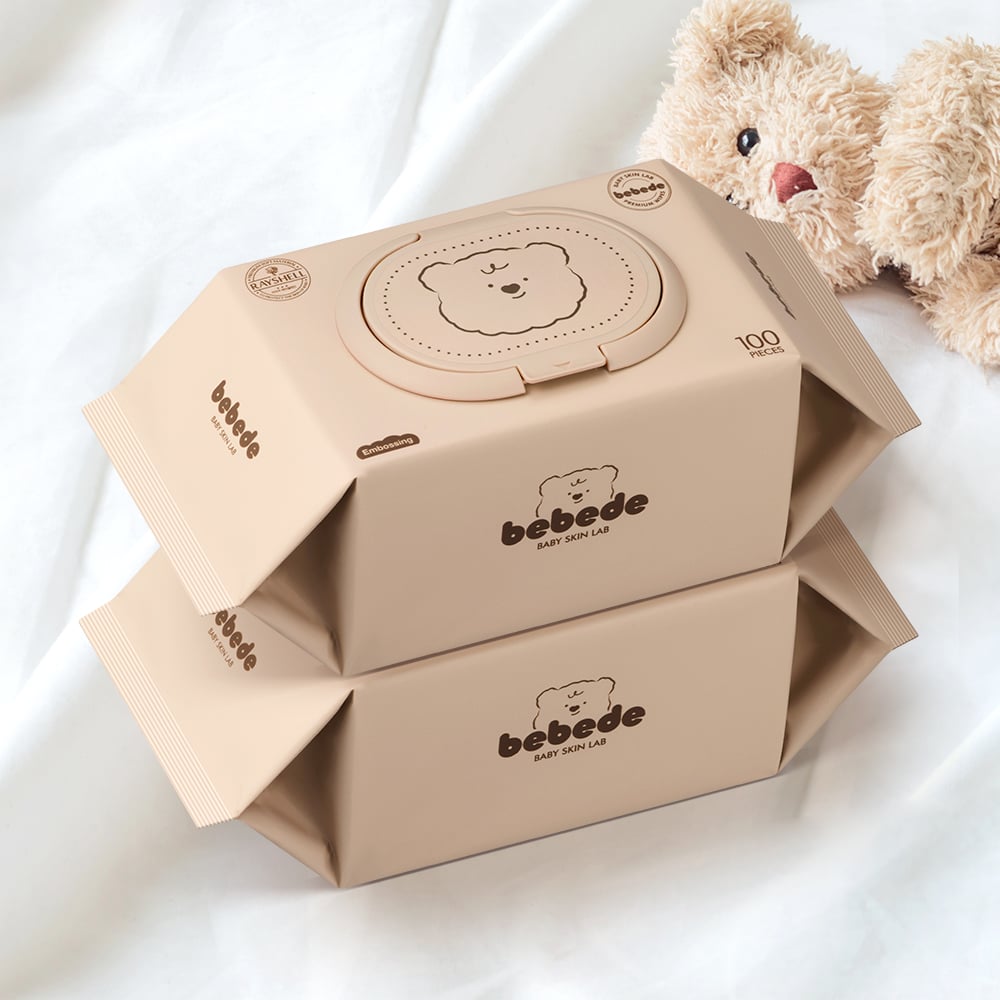 Khăn lau trẻ em không gây dị ứng Bebed Baby Bear loại nắp, 100 tờ, 20 miếng
